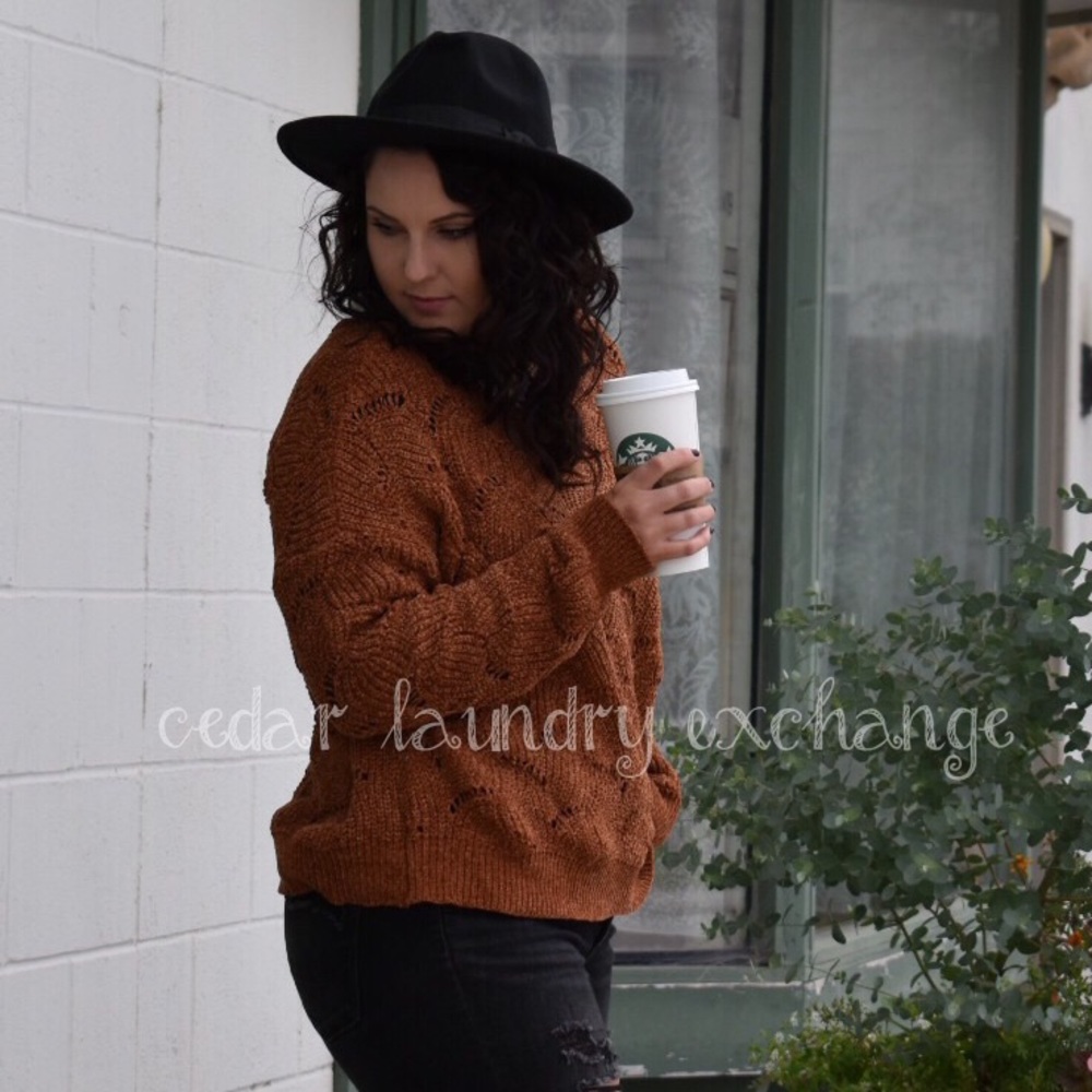Soft Chenille Sweater In Rust - Picture 5 of 8